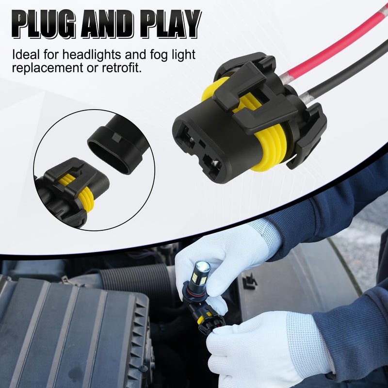 iBrightstar Nylon 9005 9006 9012 9145 H10 Female Adapter Wiring Harness Sockets Wire for Headlights Fog Lights - Image 5